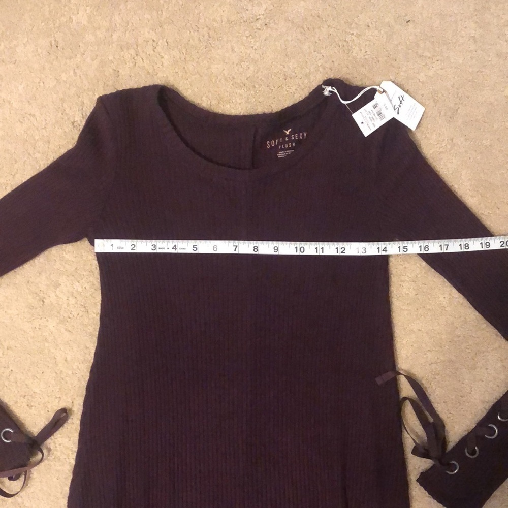 NWT American Eagle Maroon Soft and Sexy Plush Dress - Picture 7 of 9